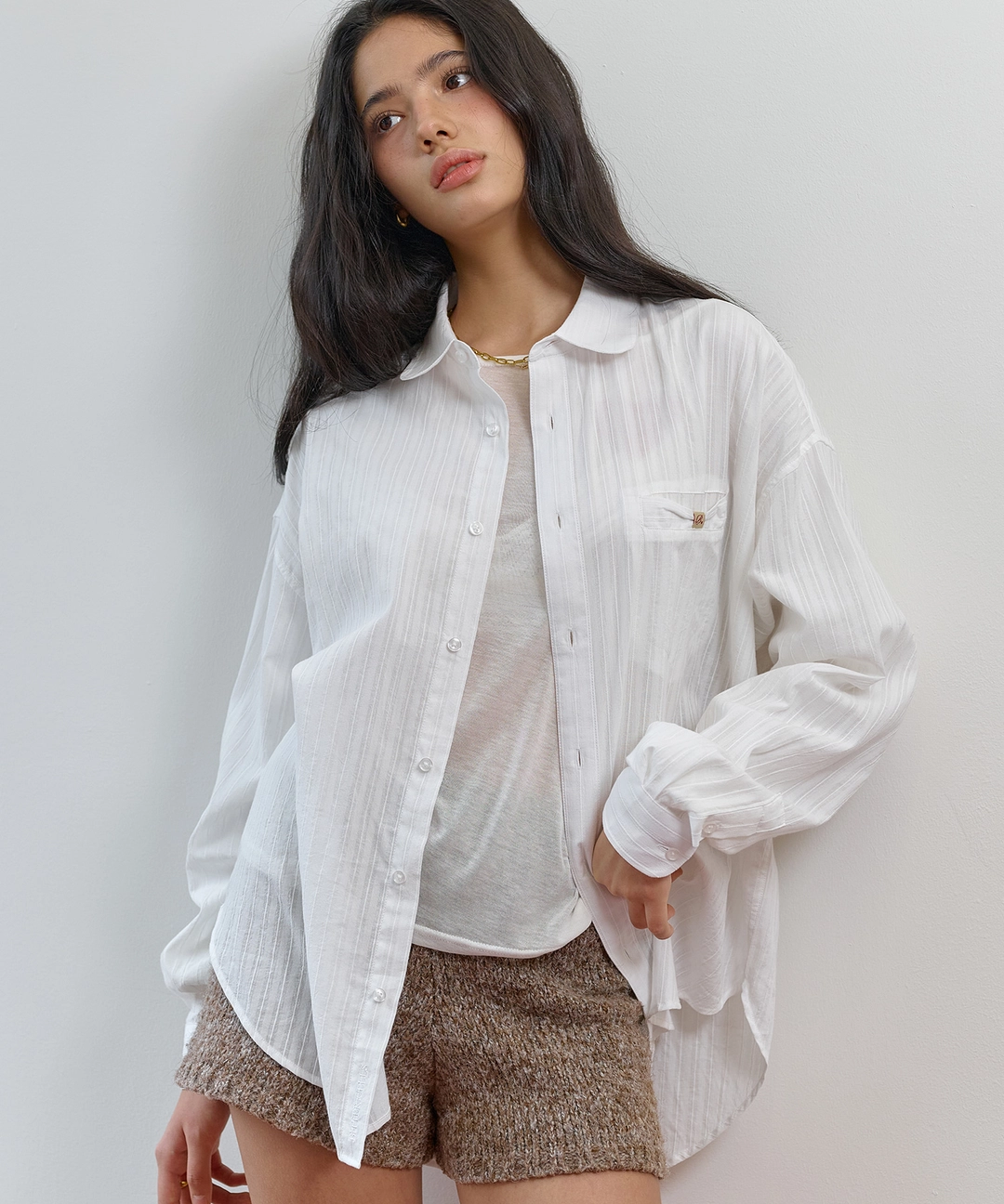 비터셀즈 Ribbonette Overfit Shirt-White 상품 이미지 2