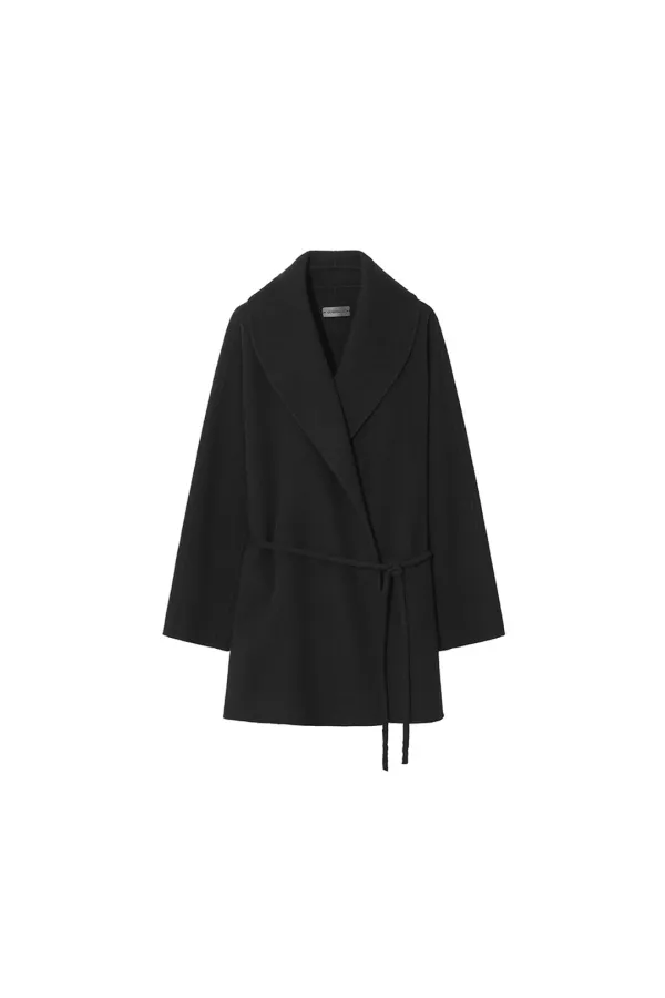 SHAWL COLLAR HALF COAT by HANDMADE [BLACK]