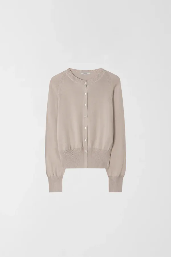 SILK CURVED ROUND CARDIGAN_PINK BEIGE_OE1C2MCD10PBG