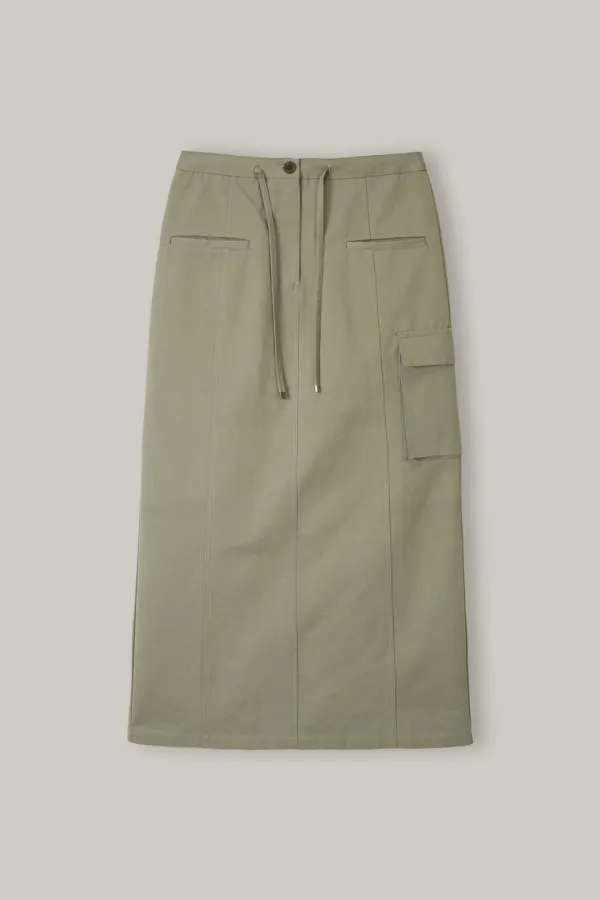 SK015 Urban Flap Long Skirt (Khaki)