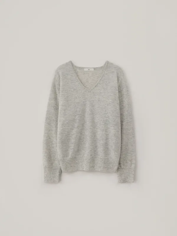 [Cashmere] Dolce V-Neck Knit - Oat Gray