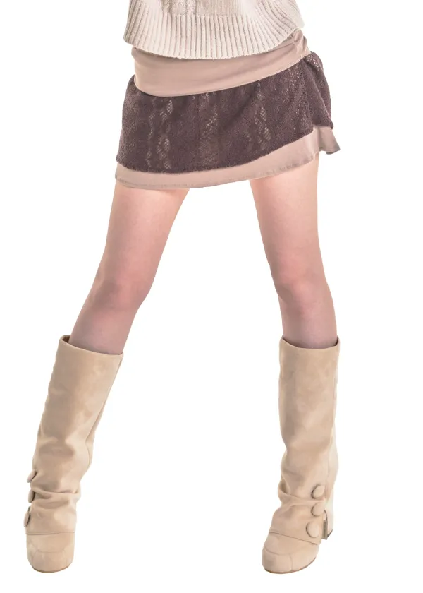 TOFFEE KNIT MINI SKIRTS [BRWON]