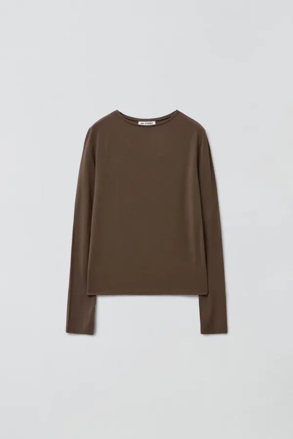 BASIC BOAT NECK TOP_BROWN
