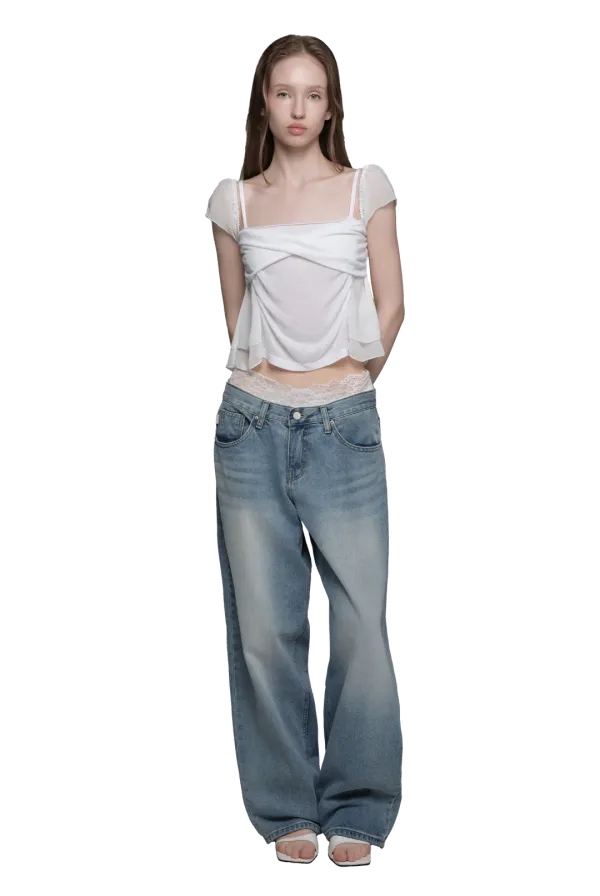 Pure bloom drape top, White