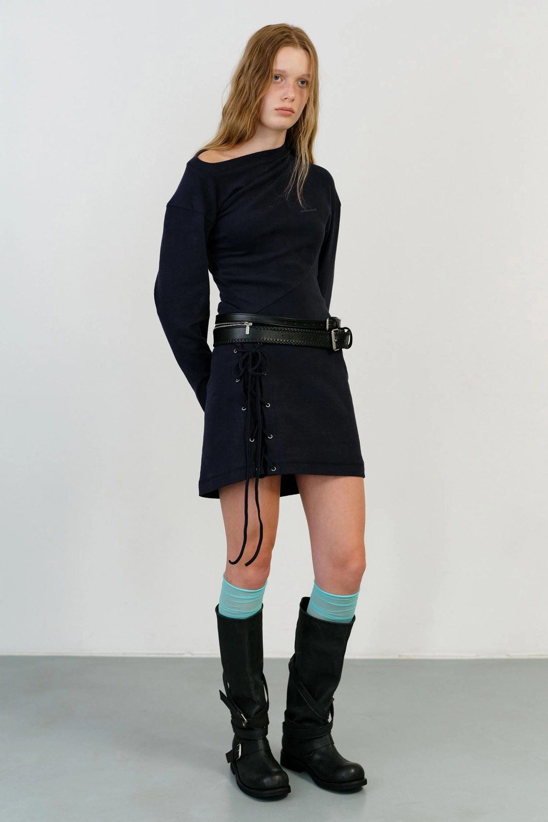인스턴트펑크 TWISTED LACE UP MINI DRESS - NAVY 상품 이미지 2