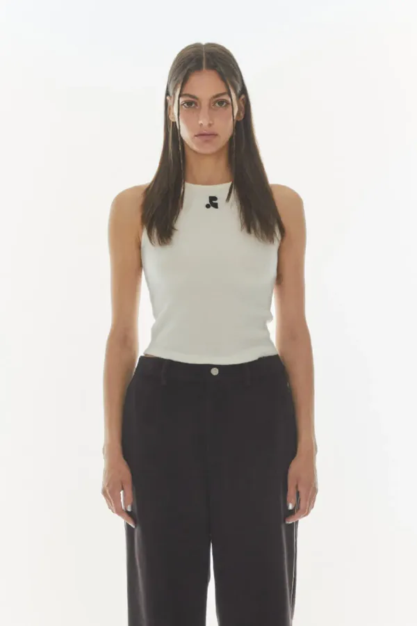 HAIRY KNIT TANK TOP - IVORY