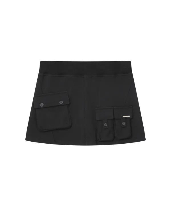 Multi pocket mini skirt BLACK