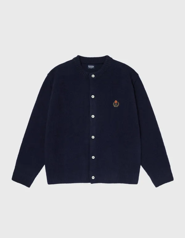 CREST SHAGGY DOG ROUND CARDIGAN / Navy