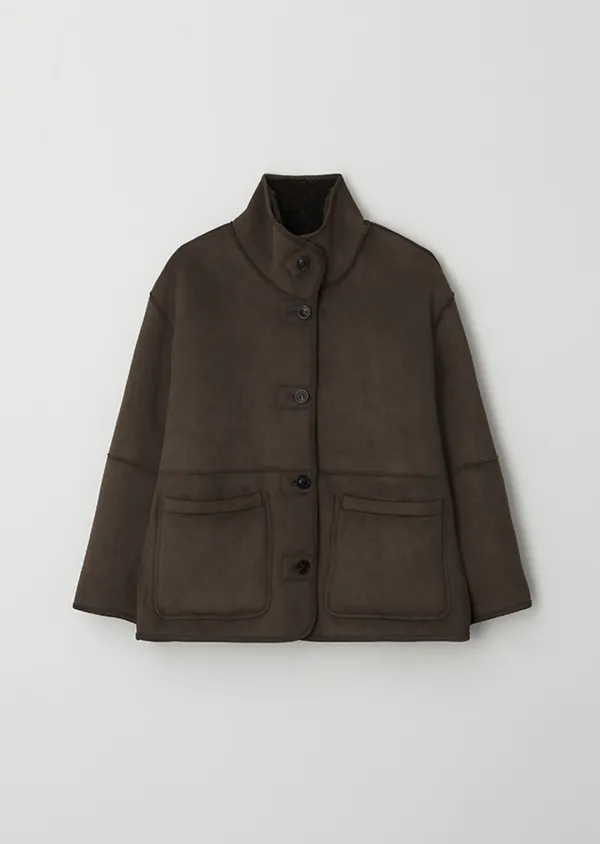 reversible shearling mustang coat-brown