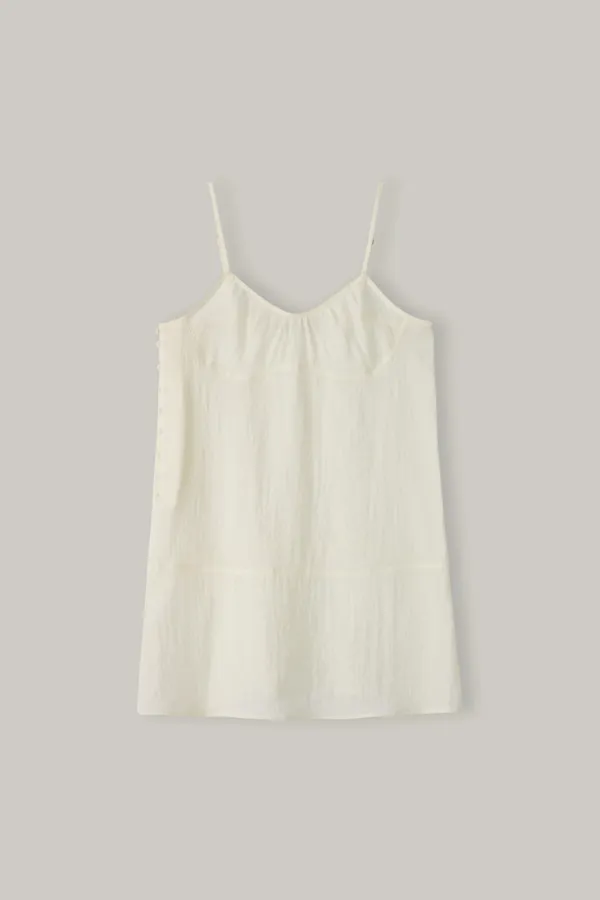Button Side Sheer Dress (Ivory)