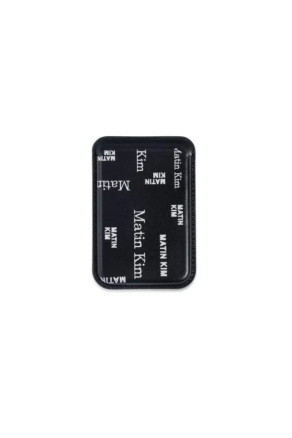 MATIN ALL-OVER LOGO MAGNETIC CARD WALLET IN BLACK