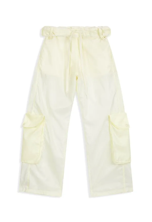 ROLLED WAIST CARGO WIND PANTS, LEMON