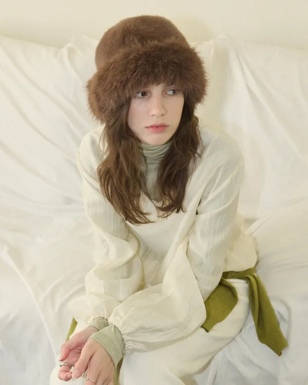 Winter cloud fur bucket hat - 5color