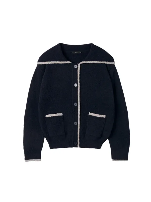 Sailor Merino Wool Knit Jacket Navy