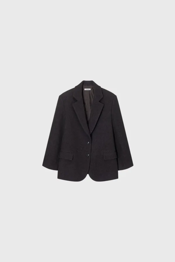 Classic Wool Two Button Jacket (Brown / Dark Gray)