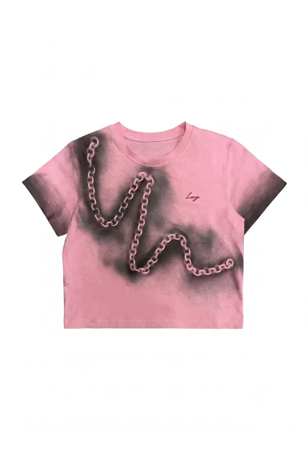 (REMIX) Chain Crop T-shirt Pink