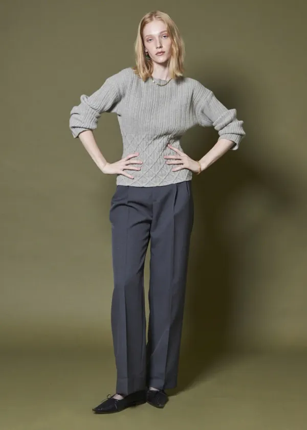 CABLE WAIST WOOL KNIT _GRAY