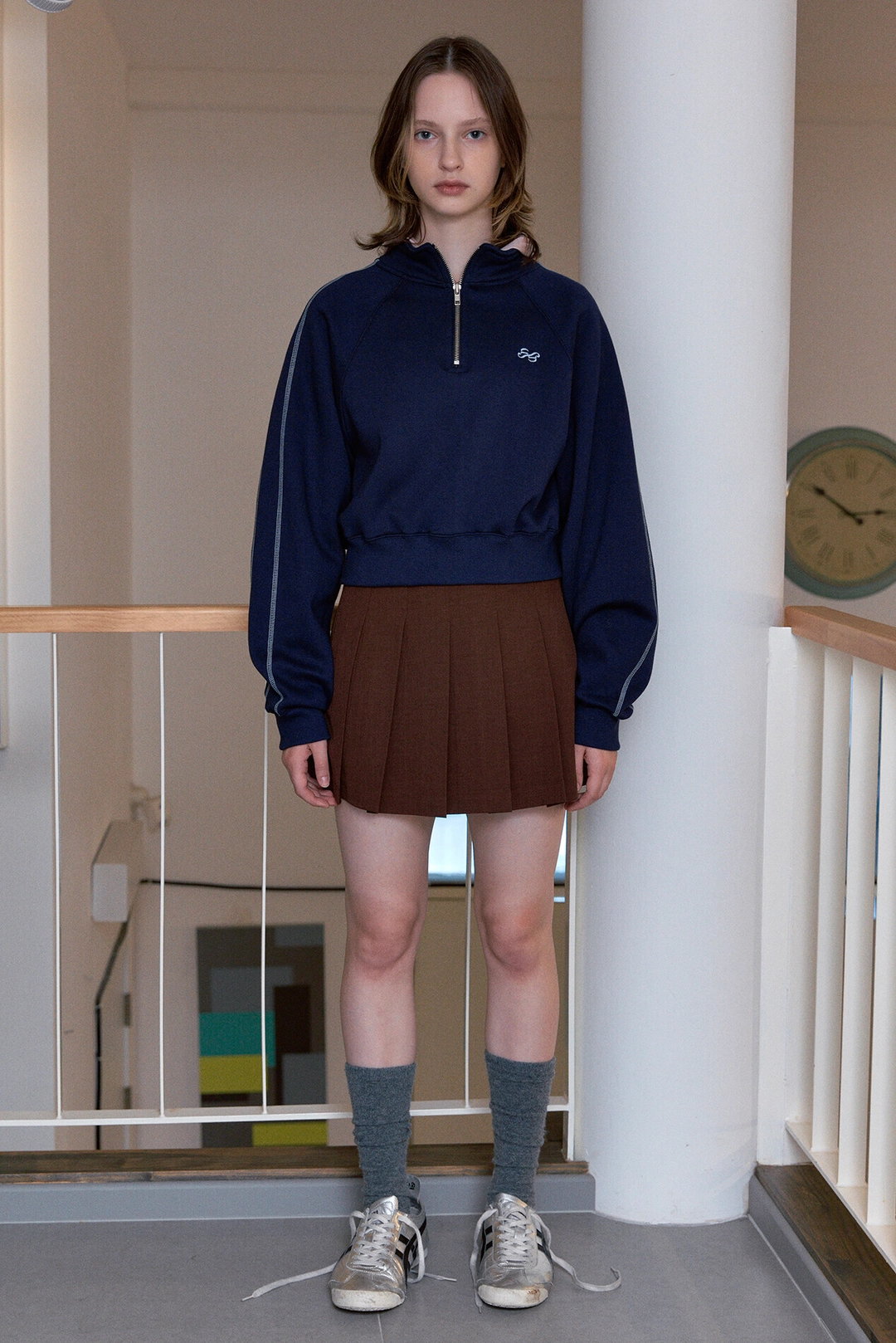 시눈 Cut Out Pleated Mini Skirt (Brown) 상품 이미지 2
