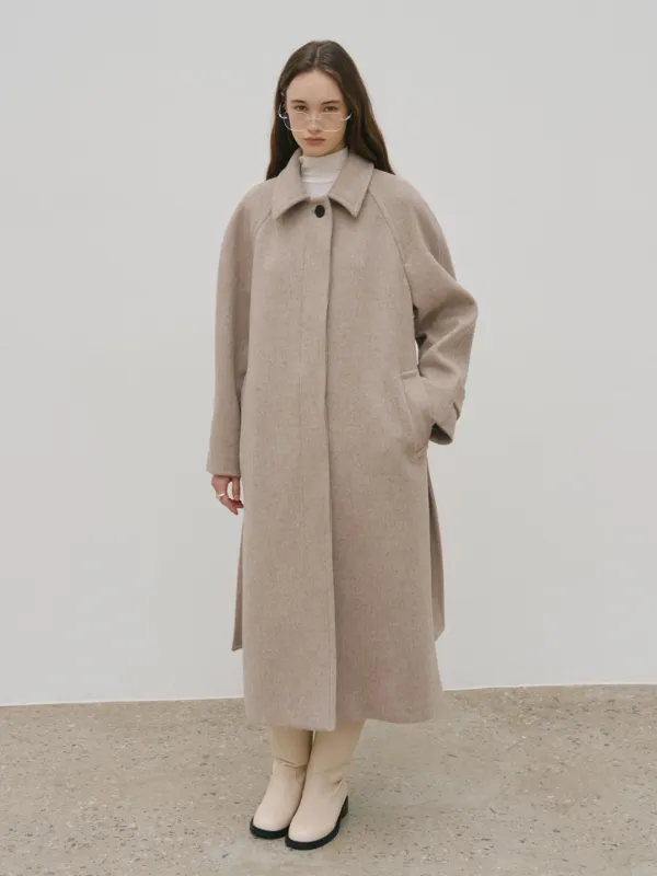 [REFURB] NOIR Balmacaan Merino Wool Coat_Oatmeal