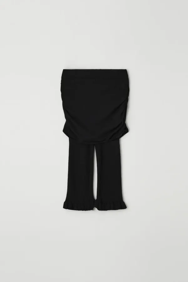 [2차리오더] FRILL RIBBED SKIRT PANTS_BLACK