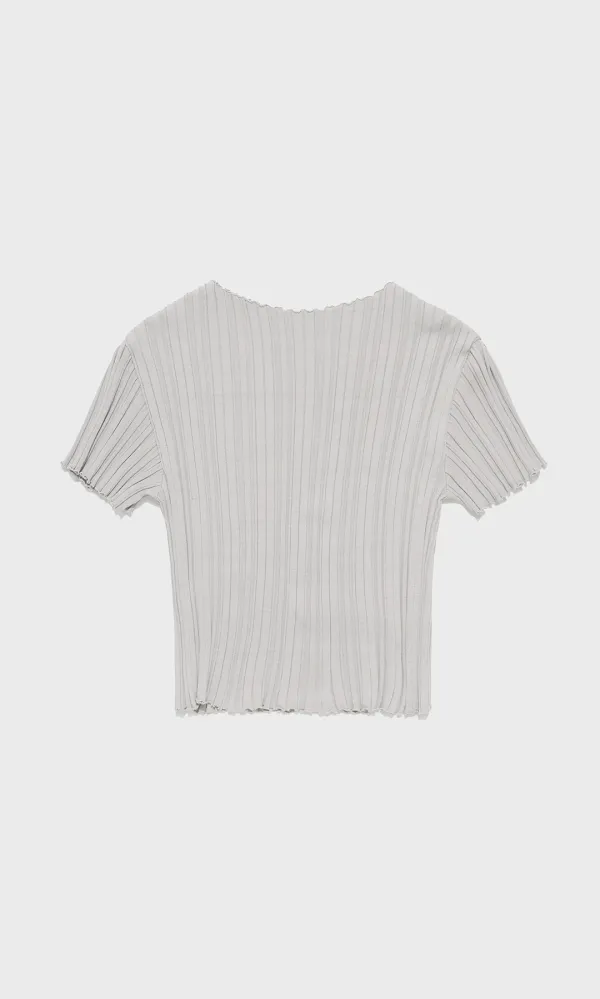 Knitted Ziggle Halfsleeve Pullover_Warm Gray
