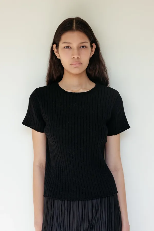 Ribbed Half Knit (Black)