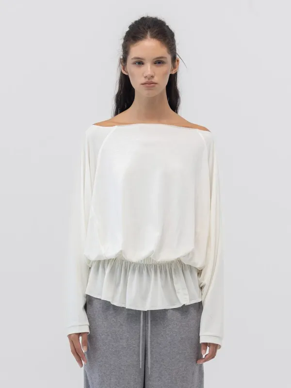 SWAY SHIRRING LONG SLEEVE (IVORY)