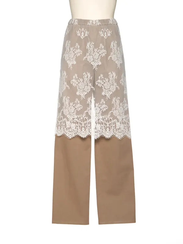 PS25 BEIGE SKIRT LAYERED PANTS