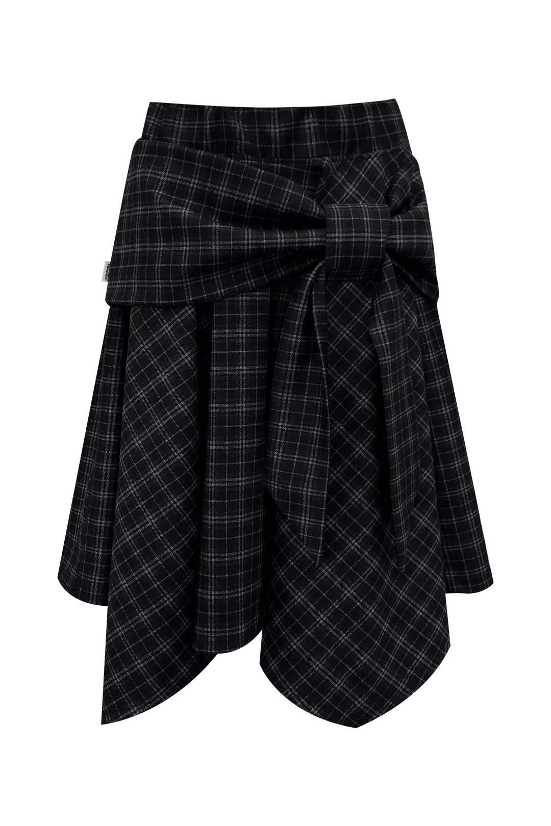 체메씨 BOW UNBALANCED SKIRT (BLACK CHECK) 상품 이미지 2