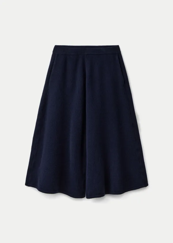 Wool cashmere flared pants_Deep sea