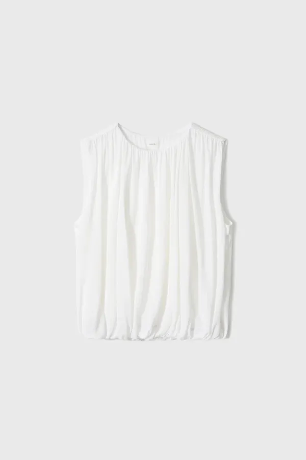 [Exclusive] Sheer Shirring Volume Sleeveless (White / Gray / Charcoal)
