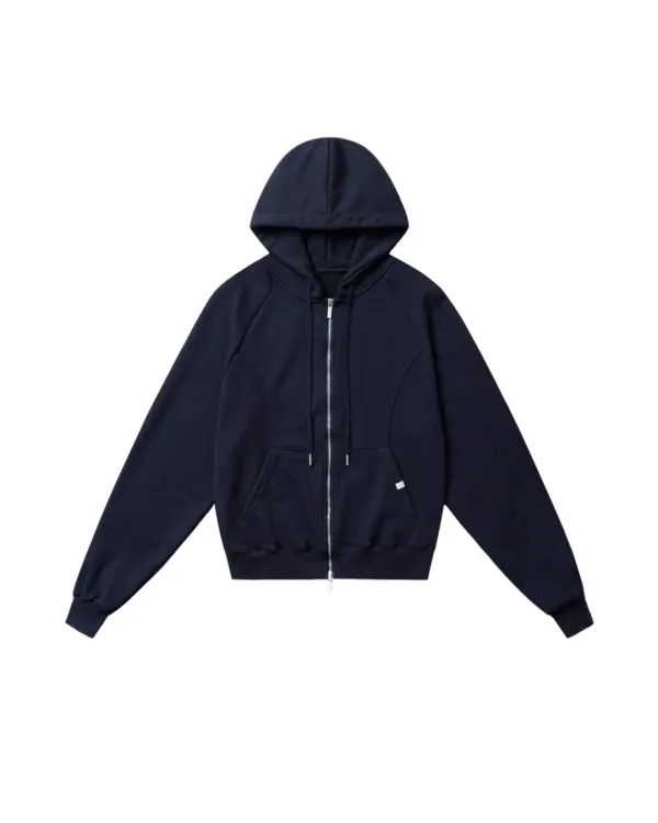 834 PATCHWORK ZIP UP HOODIE (navy)