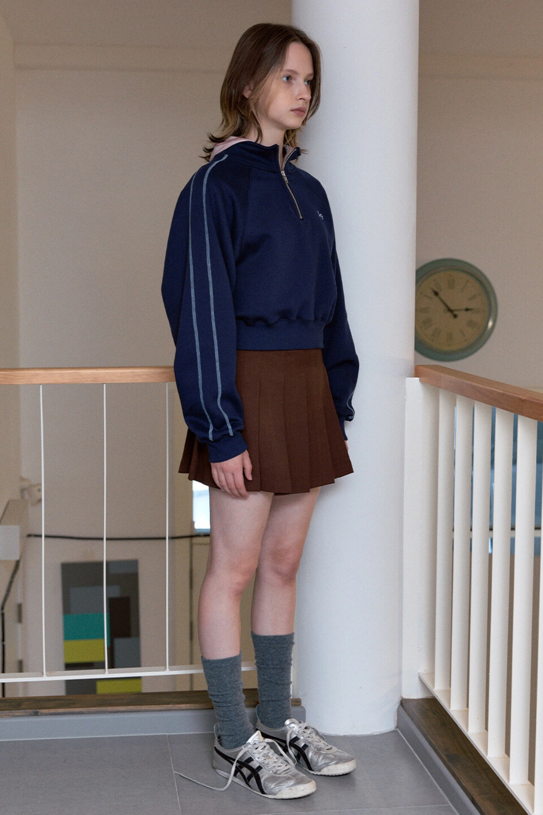 시눈 Cut Out Pleated Mini Skirt (Brown) 상품 이미지 3