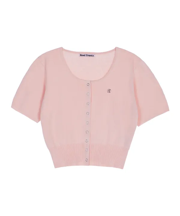 Eyelet Half Sleeve Cardigan [Pink]
