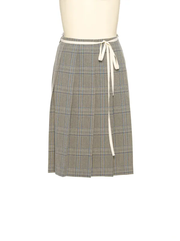 PS26 GRAY CHECK COMBI WRAP SKIRT