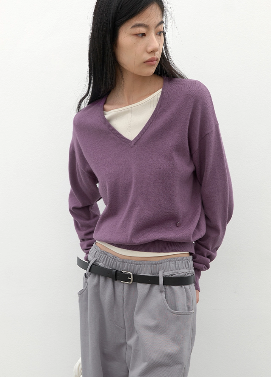아뜰리에 나인 (Z-T-7192)COTTON&WOOL OVERFIT V-NECK KNIT 상품 이미지 2