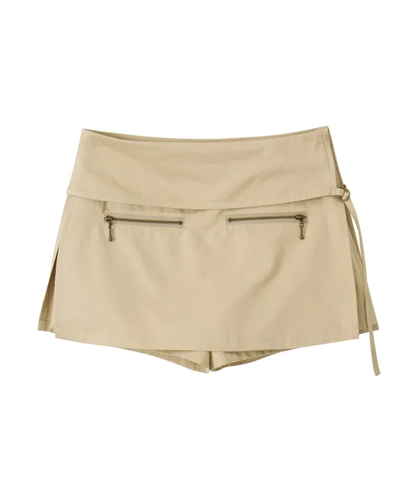 Sleek Mini Skorts-Beige