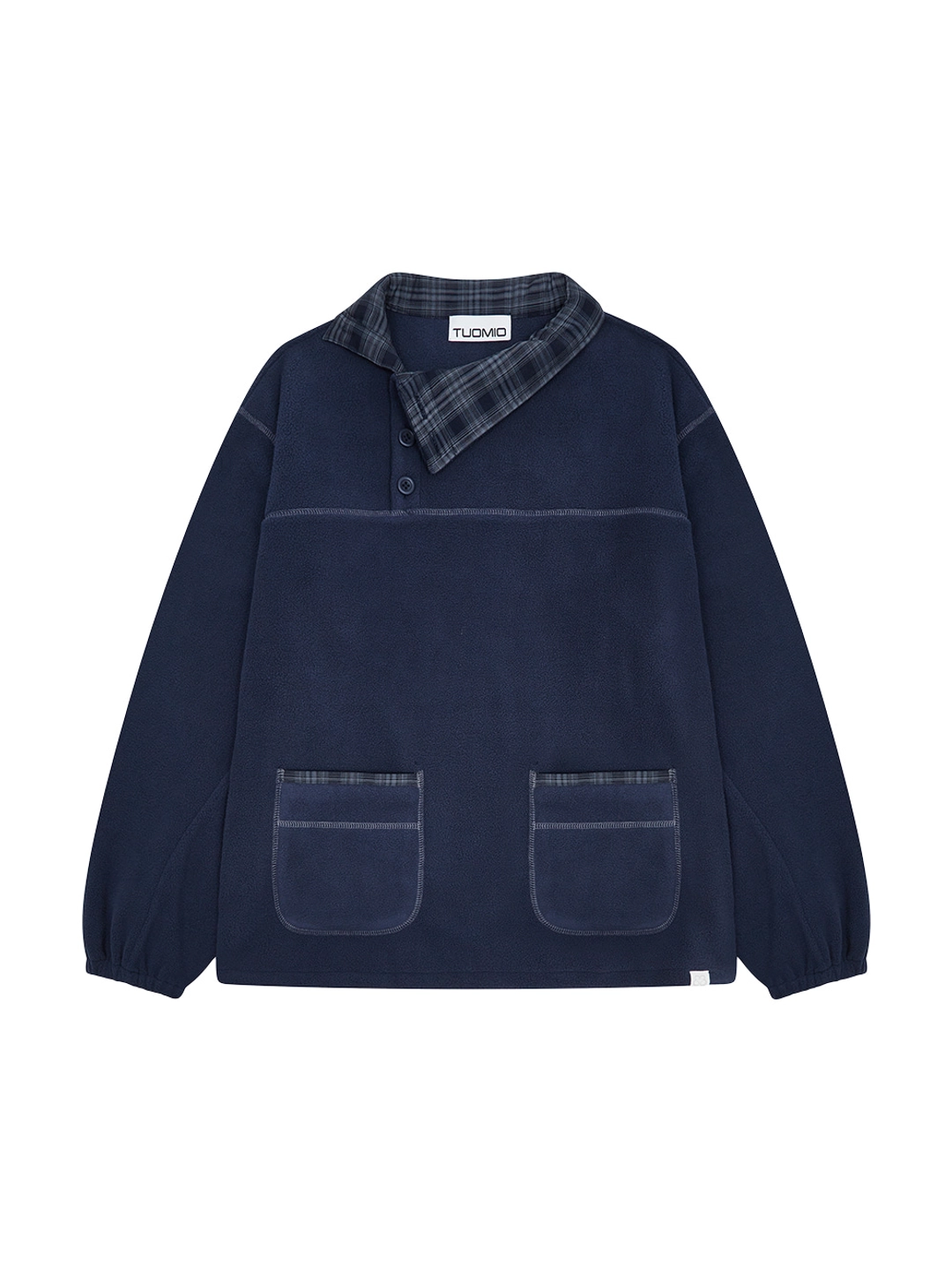 뚜오미오 [09.28 예약 발송] CHECK TRIM FLEECE PULLOVER [NAVY] 상품 이미지 1