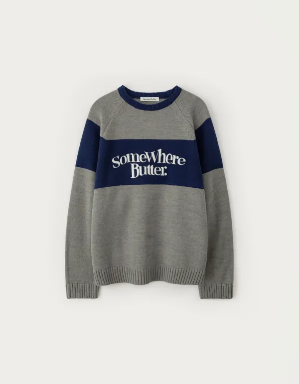 Casual Wave Logo Knit - Grey