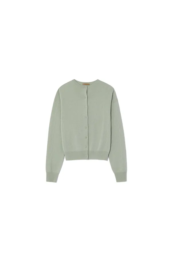 MORO CASHMERE BELL-SLEEVE KNIT CARDIGAN [SAGE GREEN]