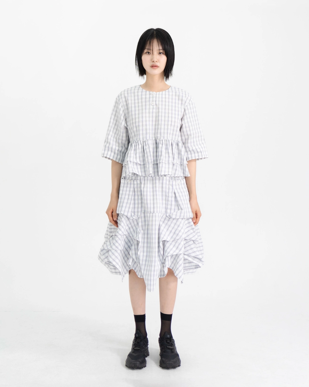 유노이아 seersucker check blouse (open, 단독 주문 시 선발송) 상품 이미지 2