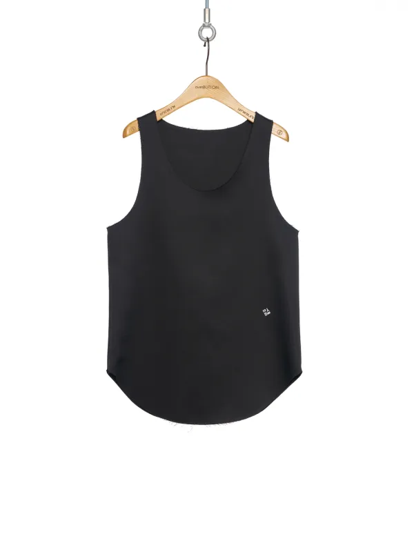 PF25 BLACK RAW CUT HEM TOP
