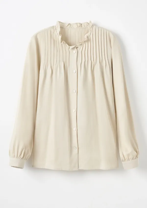 FRILL Neck Blouse BEIGE