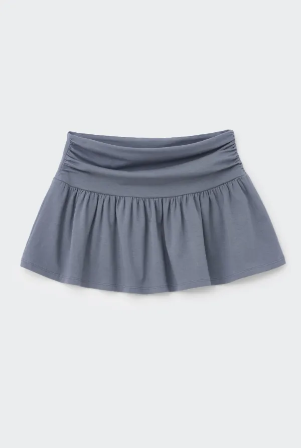 RUFFLE OVERLAY MINI SKIRT (GREY)