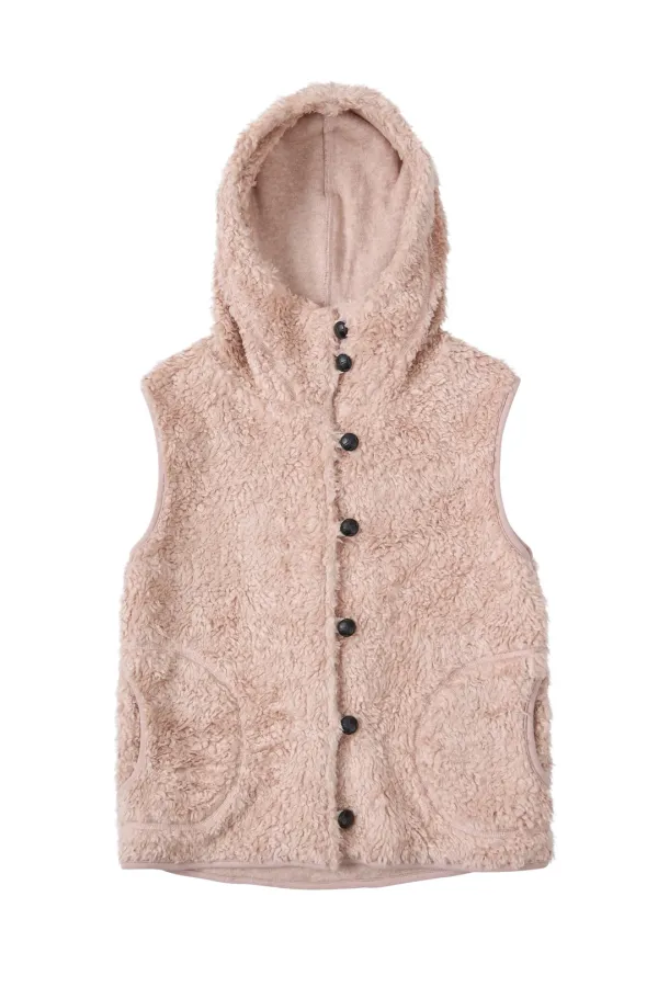 Fluffy Hooded Vest_Pink