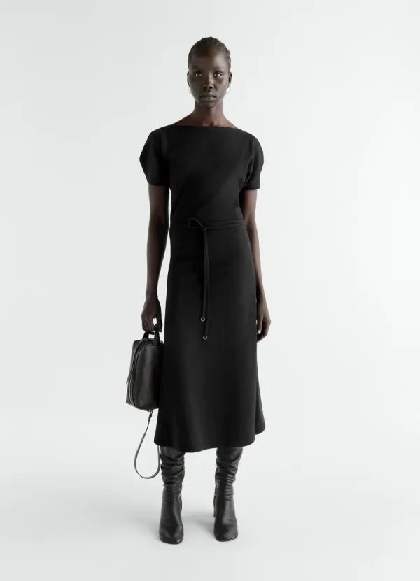 BELTED DRESS IN HEAVY COTTON JERSEY