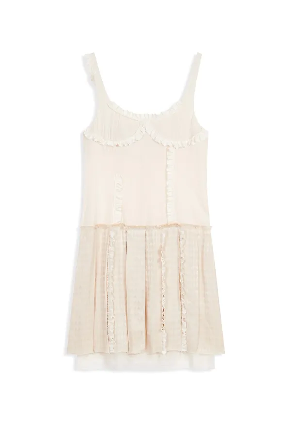 FLAPPER PLEATS DRESS, IVORY