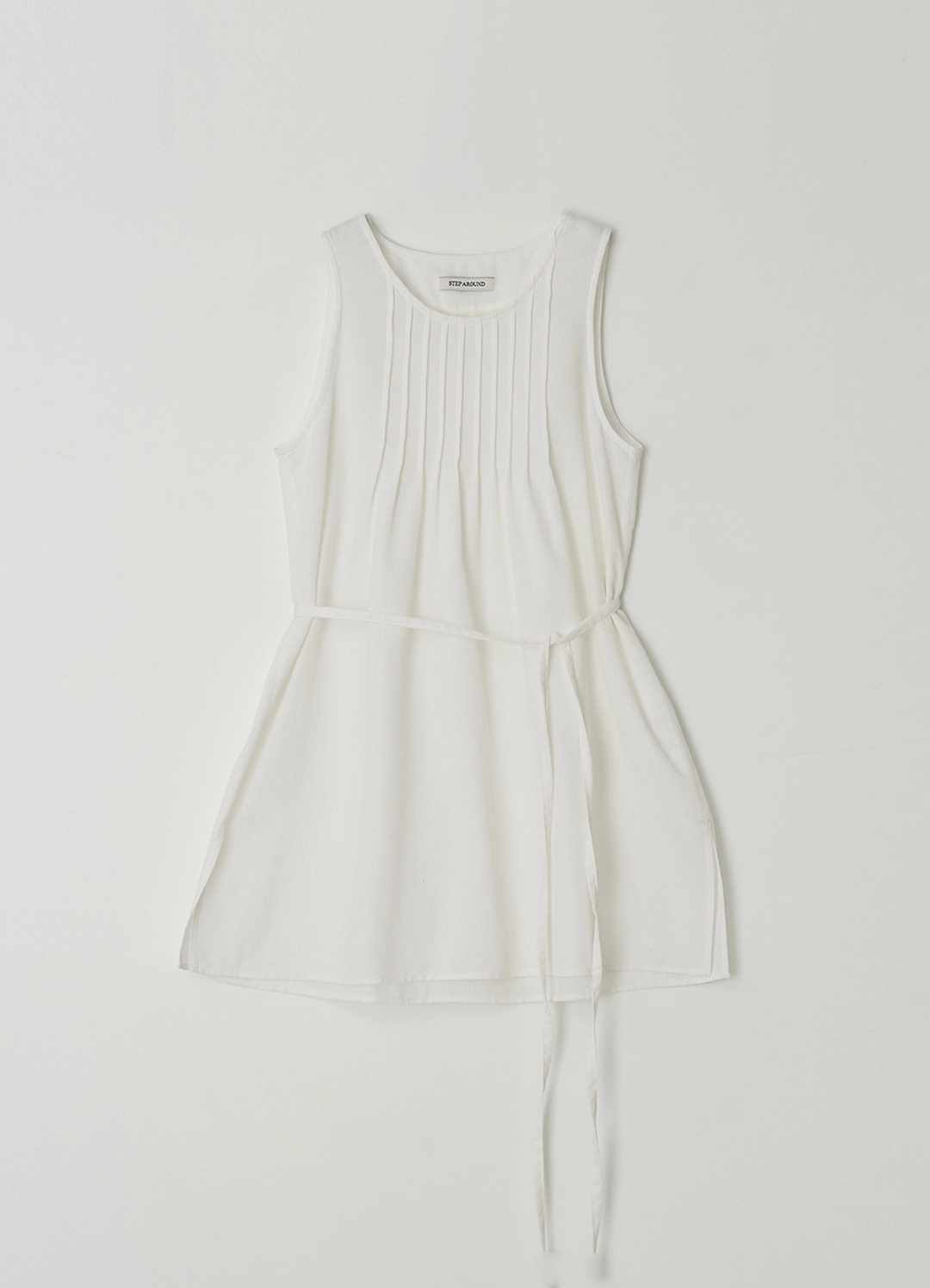 스텝어라운드 [5/29 예약출고] Tucked strap tunic blouse_WHITE 상품 이미지 1