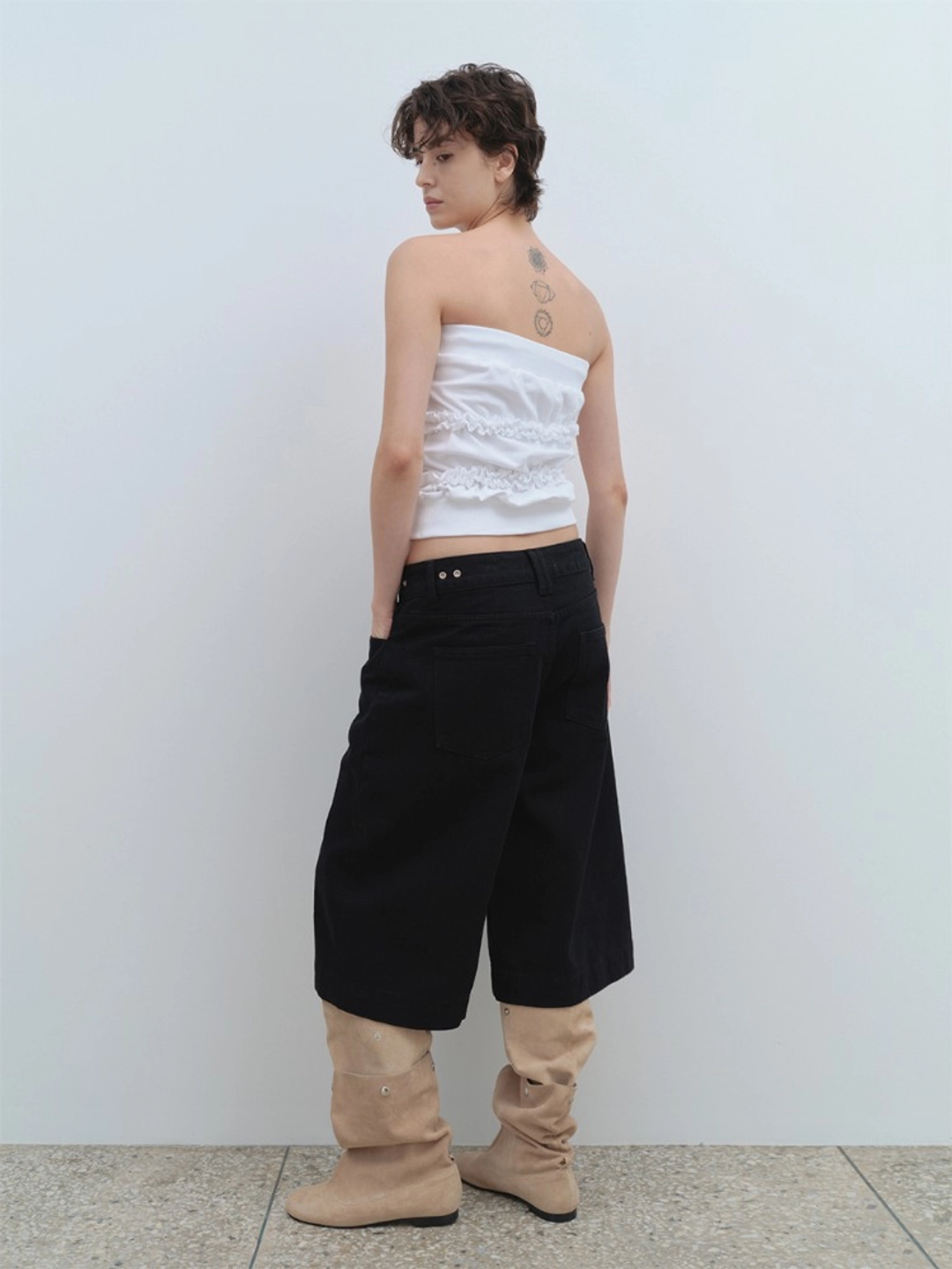 밀로 우먼 Maxi Denim Bermuda Pants [Black] 상품 이미지 1