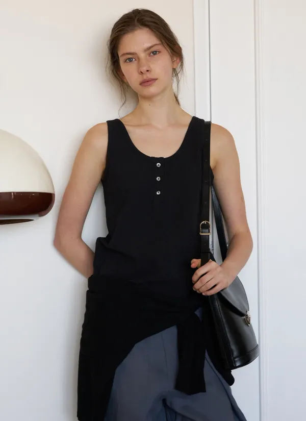 Elke Seersucker Sleeveless (Black)